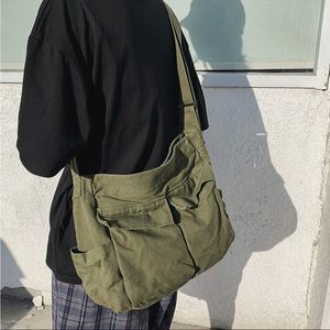 army green canvas crossbody shoulder bag